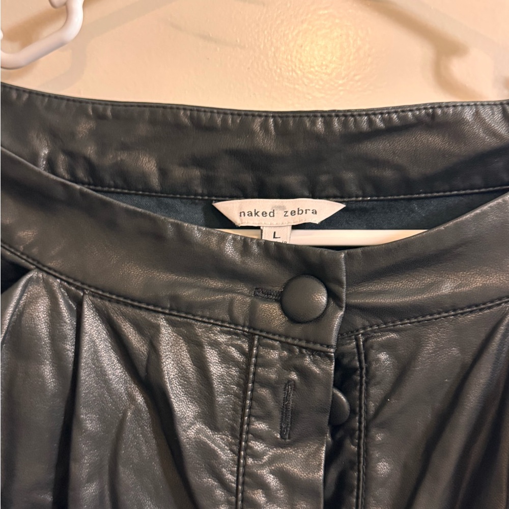 Naked Zebra Women's Charcoal Leather Skirt
